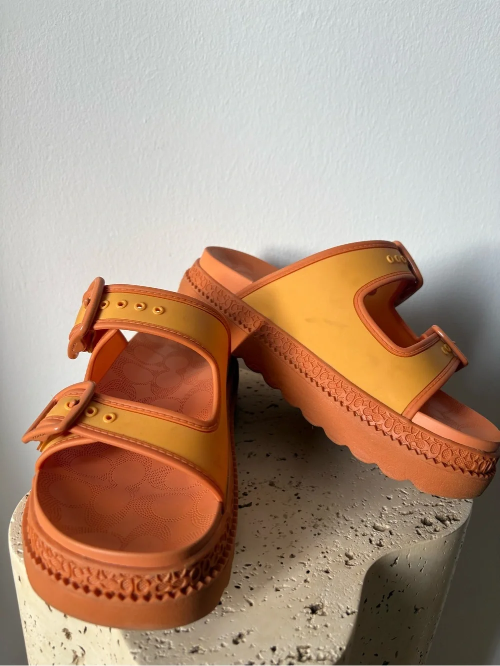Coach- Orange Lucy Rubber Platform Sandals